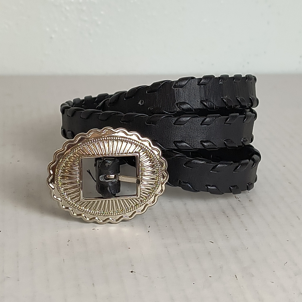 Western Concho Belt Black M/L Vegan Leather